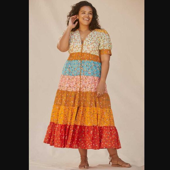 Plus 3X By Anthropologie Tiered & True floral maxi dress - Picture 1 of 14